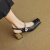 莫琳蔓（MOLINMAN）一字带方头浅口玛丽珍鞋女2024夏季拼色中跟时尚法式仙女扣带女鞋 黑色 33