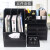 商务皮质多功能文具收纳盒 桌面文件柜资料整理柜 办公室用品套装 黑色升级五件套
