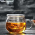 京乐透明玻璃杯家用花茶杯耐热过滤带把手男女办公杯竹木盖茶水分离杯 圆趣杯 350ml 400mL(不含)600mL(含)