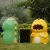 户外动物垃圾桶可爱卡通创意分类摆件景区幼儿园果皮箱玻璃钢雕塑 黄色恐龙垃圾桶