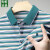 梦特娇（MONTAGUT）夏季新款男士100桑蚕丝薄款t恤中年条纹短袖体恤 粗 细条纹湖蓝 165/80A