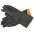 赫思迪格 工业清洁黑色乳胶手套 耐油防水防滑作业劳保手套  55cm 5双 JG-1700