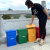上海30l带盖把手提铁皮方桶40l户外垃圾圆形油漆桶收纳果皮箱铝塑 手提圆桶30L有绿/蓝/红