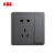 ABB官方专卖 远致灰色萤光开关插座面板86型照明电源插座 五孔带双USB AO293-EG