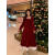 XPUZ喜庆女装 年轻 平时能穿大码bling圣诞裙女洋气方领丝绒连衣裙秋 黑色短款 L 100-120