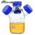 螺口三口/四口流动相液瓶储液瓶废液瓶蓝盖丝口玻璃多口试剂瓶实 GL45 PP黄盖耐温140度