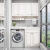 寅森现代新中式实木洗衣机柜组合阳台整体滚筒洗衣机柜伴侣可切角定制 白色款 160CM