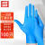 赫思迪格 一次性丁腈手套 防水防油实验室无粉加厚手套 蓝色（100只装） M码 JG-1686