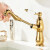 九思睿达法式复古抽拉式水龙头全铜面盆洗手龙头浴室金色陶瓷把手冷热水头 金色