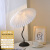 法式奶油落地灯日式复古客厅卧室书房落地台灯北欧立式床头氛围灯 台灯-黑杆+白罩 三色