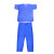 一次性无纺布防护服分体工作服套装长裤子男女洗手衣短袖 蓝色洗手服上衣10件 S
