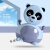 熊猫儿童马桶坐便器 儿便携马桶熊猫带扶手加厚卡通翻盖坐便器宝宝带靠背折叠座便器 天空蓝-PU升级款