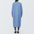 无印良品（MUJI）女式 不易褶皱立领长袖连衣裙裙子长裙 格雷系 BC2IMC4S 藏青色条纹 XL（165/92A）