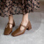 奢迪卡奢侈新品牌玛丽珍鞋女2024年夏季新款复古方头镂空粗跟法式小皮鞋 焦糖色 34