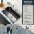 洗菜盆厨房水盆单槽304不锈钢洗菜池加厚洗碗池套装 F26545抽拉冷热龙头八件套