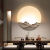 新中式壁灯茶室创意中国风圆形床头灯简约走廊楼梯卧室过道装饰灯 泥色小号 30厘米
