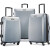 美旅箱包（AmericanTourister）Moonlight 硬边可扩展行李箱，带旋转轮，银色，三件套（21/24/ Marble Checked-Medium 24-Inch