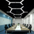 LED造型灯创意六边形Y形办公室吊灯健身房网咖异形人字形六角灯具 实心-六边形-直径120cm-黑框
