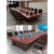元族动力工具城发大型实木油漆智能会议桌椅组合无纸化会议升降显 山字脚4米会议桌+6个耳朵椅