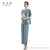 索米妃（SUOMIFEI）中年妈妈装夏装短袖t套装中老年女装夏季新款五分袖T恤50岁上衣服 浅蓝色 2XL (建议体重110-125斤)