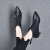 京蝌蝌女士皮鞋子2023的新款皮中跟软皮尖头细跟短靴女2023新款秋冬软底 黑色-绒里 34