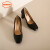 鞋柜达芙妮集团旗下复古高跟鞋女2024年新款法式小方头舒适时尚单鞋女 黑色 35
