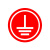 阿力牛 ABS121 机械设备安全标识牌 设备标签提示牌 防水防油标识牌  接地-红底白字 直径40mm(10个装)