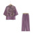 零度E族妈妈装夏装套装新中式国风雪纺衬衫上衣唐装中老年女装洋气两件套 H218608-紫色套装 XL