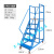 超市货架理货梯仓库家用工业踏步梯可移动带轮登高车取货梯子 蓝色平台离地1.3米 赠送安装工