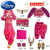 迪士尼六一儿童印度舞蹈演出服幼儿异域风情天竺少女新疆肚皮舞表演服装 玫红色七件套 100