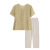 HUFCORD衣服女装小个子妈妈40-50岁中老年装t恤衬衫夏装两件套洋气中老年 黄色+米色阔腿裤 XL