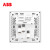 ABB开关插座面板盈致框典雅白色10A五孔带双USB充电二三插CA293 香槟金CA293-ZG