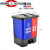 垃圾桶分类环脚踏两用清洁干湿带盖加厚 蓝红 可回收+有毒(30L)