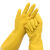 BY-7771加厚牛筋耐磨乳胶手套胶皮塑胶橡胶劳保手套黄色长款M 黄色-S码20双