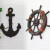 景翔船舵挂件地中海装饰木制复古做旧船锚壁挂墙面装饰45公分拉 45公分不拉网舵