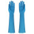 防油耐酸碱加长款耐高温耐磨16寸蓝色一次性丁腈皮橡胶手套10双装Z 孔雀蓝 M