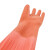 海斯迪克 植绒加长手套 加绒清洁手套 防水防滑耐磨洗碗手套45cm HKsq-596 橘红色5双 S 