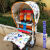 自行车带孩子的后车座儿童座椅雨棚后置宝宝电动瓶车可折叠后坐椅 减震坐+动物乐园单棚+彩垫