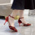 佐伐日常婚鞋秀禾婚纱两穿细跟感绸缎法式红色高跟新娘鞋 黑色7厘米 34