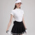 欧妙嘉高尔夫服装女韩版高尔夫短袖女高尔夫套装女裙显瘦高尔夫女装网球 白色上衣 XS