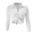 皮尔卡丹（PIERRE CARDIN）欧美独立站ins夏季新品女装甜美时尚性感翻领排扣纯色衬衫女 白色 S