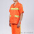 夏季短袖环卫工作服套装透气清洁养护工人物业保洁反光安全服工业 橘色 -制服呢材质180码-套装