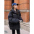 冠军涂鸦韩国ins黑色立领女冬季时尚休闲加绒保暖外套潮 黑色 S