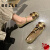 MK BELLE意大利轻奢侈新品设计感小跟单鞋女2024新款真皮皱菊花朵方头猫跟 金色(精选皮革) 33(手工级制作)
