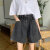 瓦梵希（WAFANXI）黑灰色高腰牛仔短裤女夏季新款宽松显瘦梨型身材五分裤子 蓝色 S码