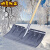 推雪铲户外除雪铁锹清雪大号雪铲塑料推雪板粪铲铲雪工具 加厚冰铲（带锯齿）+1.2米木柄