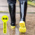 高筒雨鞋 男士雨靴 加绒水靴 长筒短筒鞋 防滑雨靴 防水中筒水鞋 W901高筒黑底防滑