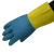 海太尔 橡胶双色防化手套10-228箱装 144副 蓝黄色 均码 