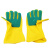 金诗洛 KY013 乳胶手套 百洁布手套 复合海绵清洁手套劳保手套 (黄-双手百洁)
