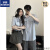 罗蒙小众设计感情侣装夏季韩版短袖衬衫男女两件套法式一裙一衣ins潮 衬衫 S